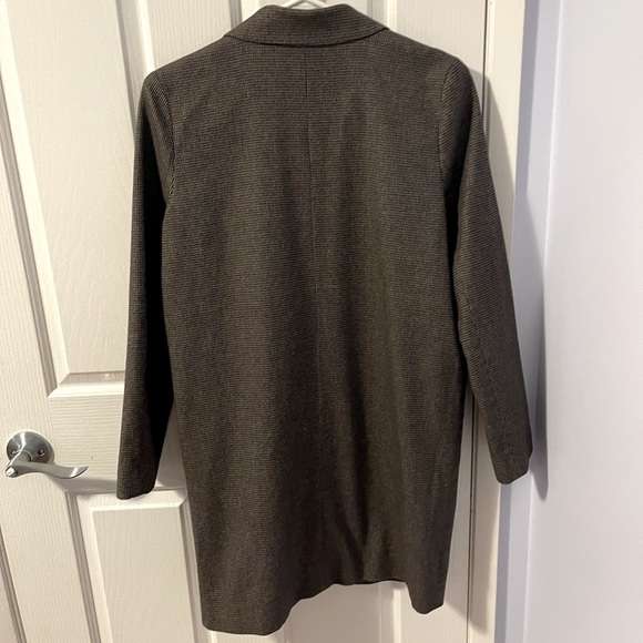 Oak + Fort brown plaid long coat jacket - Picture 3 of 7